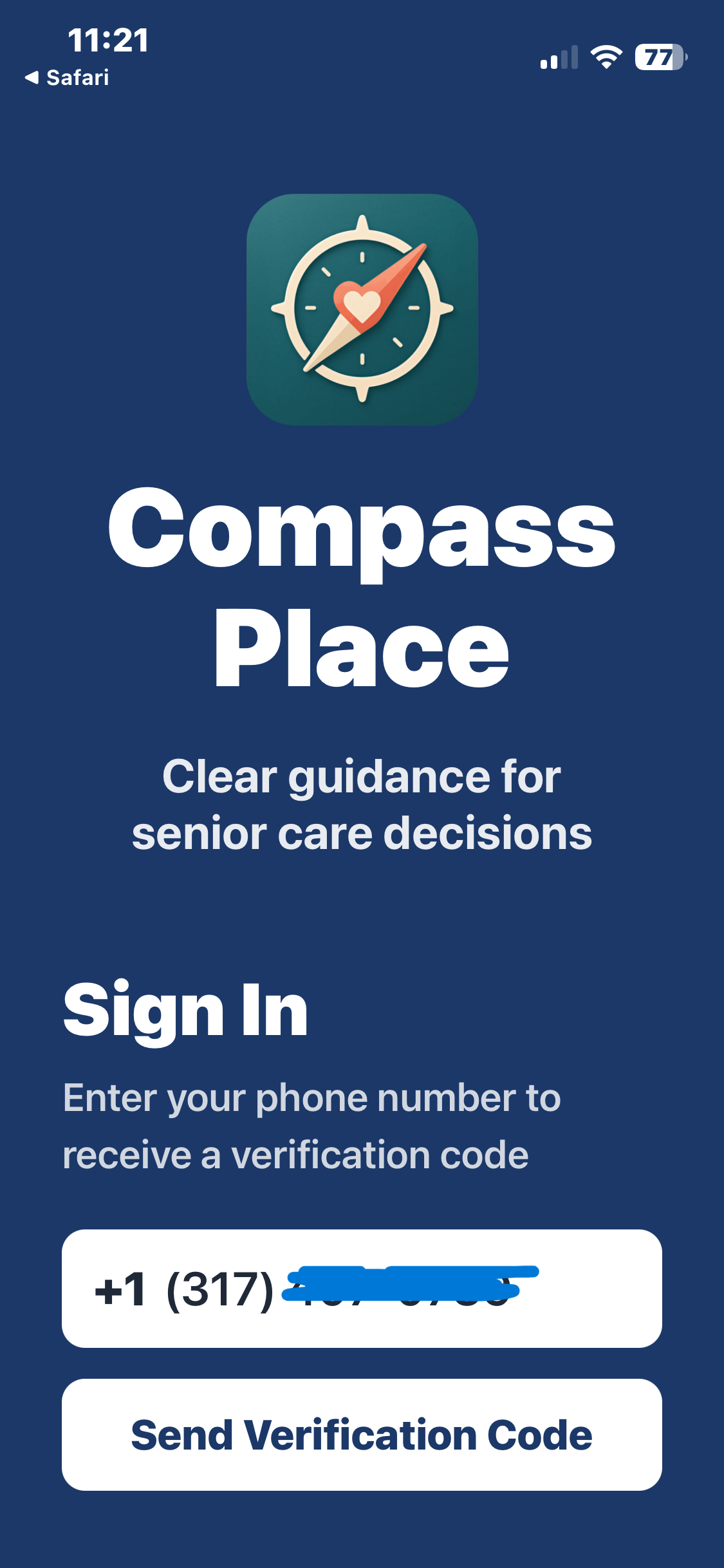 User enters their mobile phone number to begin registration